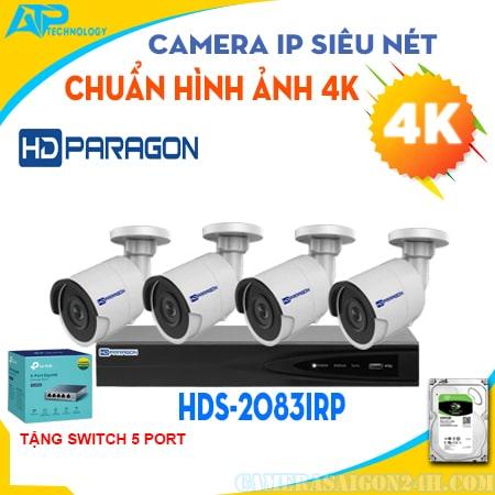  Camera IP HDParagon HDS-2083IRP cho hình ảnh độ phân giải cao 4K sắc nét, hồng ngoại thông minh nhìn xa 30m, hỗ trợ các tính năng thông minh như Vượt hàng rào ảo, xâm nhập vùng cấm. Sản phẩm chất lượng siêu nét đảm bảo hài lòng khách hàng khó tính nhất.